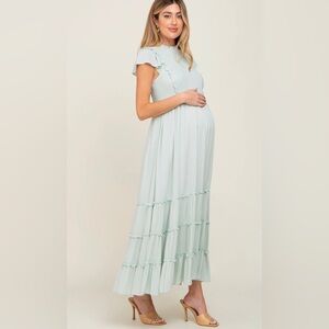 PinkBlush smocked mint tiered maxi dress nwot